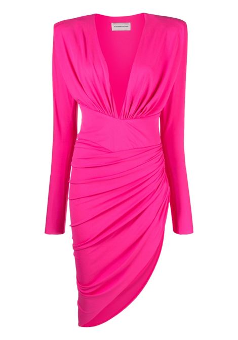 Pink V-neck ruched dress - women